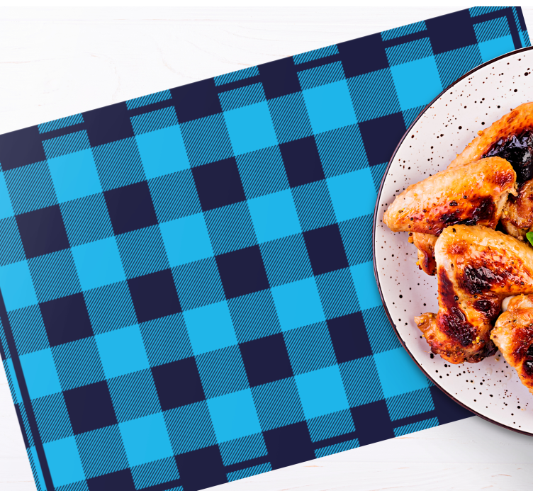 Blue tartan plaid pattern modern placemats - TenStickers