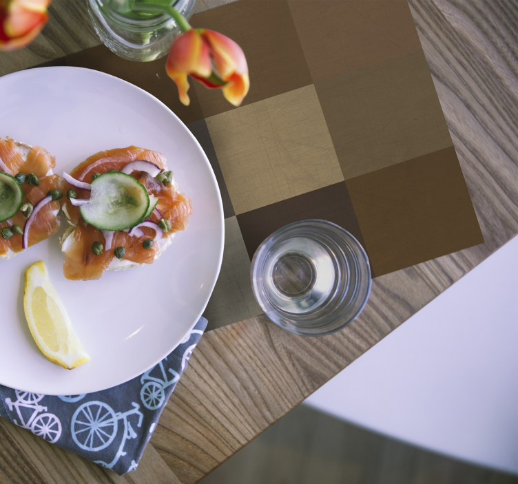 Brown squares pattern elegant placemats - TenStickers