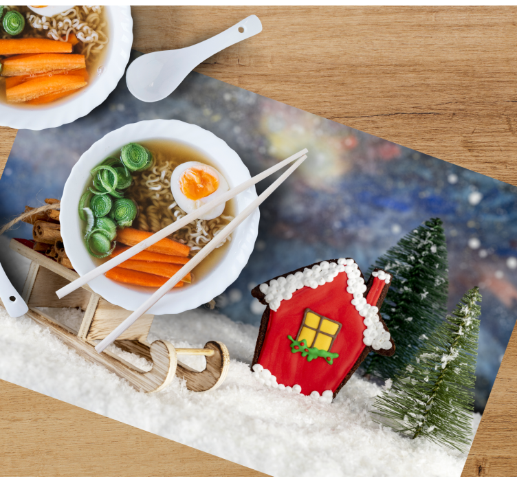 Cartoon house in winter Christmas placemats - TenStickers