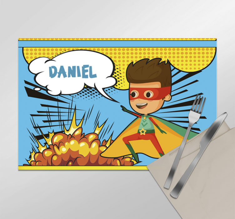 Comic super hero Personalised placemats - TenStickers
