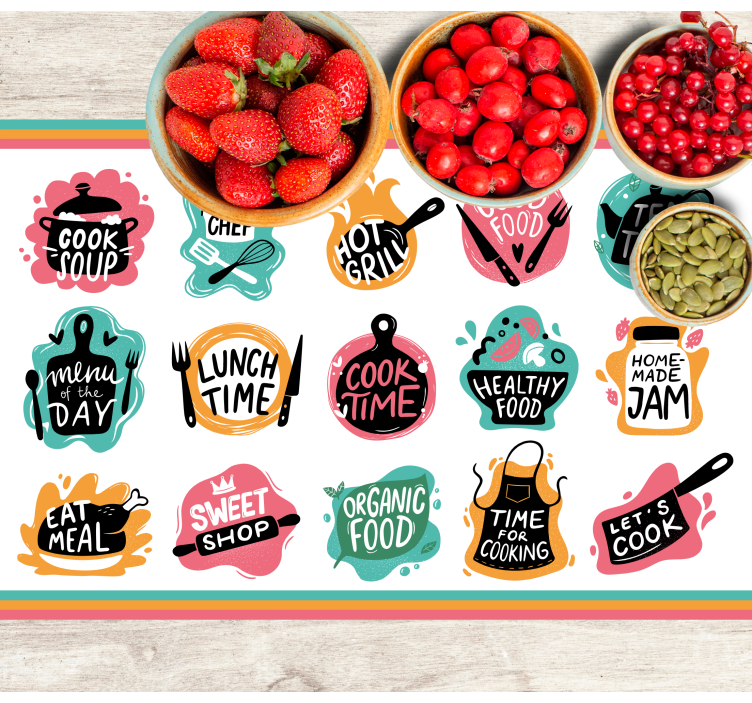 Cooking food kitchen badge logos home placemat - TenStickers