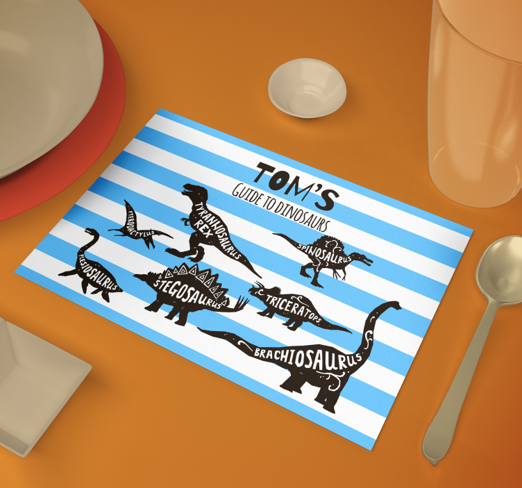 Dinosaurs with names personalised kids placemat - TenStickers