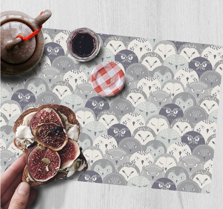 Gray owls in pattern original placemat - TenStickers