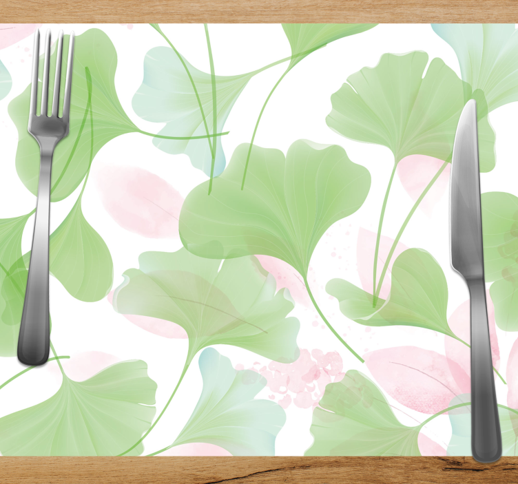 Glamour water ginko leaves elegant placemats - TenStickers