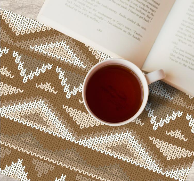 Golden  white zig zag fiber textured placemats - TenStickers
