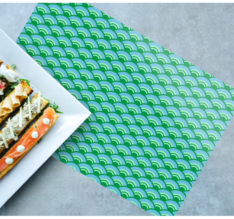 Green and blue Japanese waves elegant placemats - TenStickers