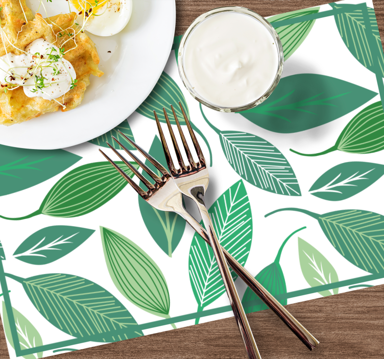 Green leaves pattern original placemats - TenStickers