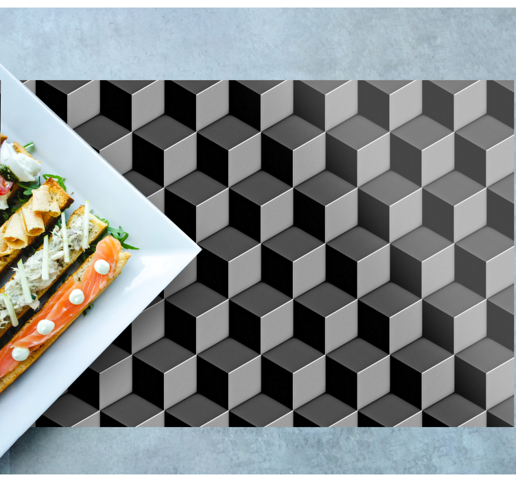 Grey 3d Squares modern placemats - TenStickers