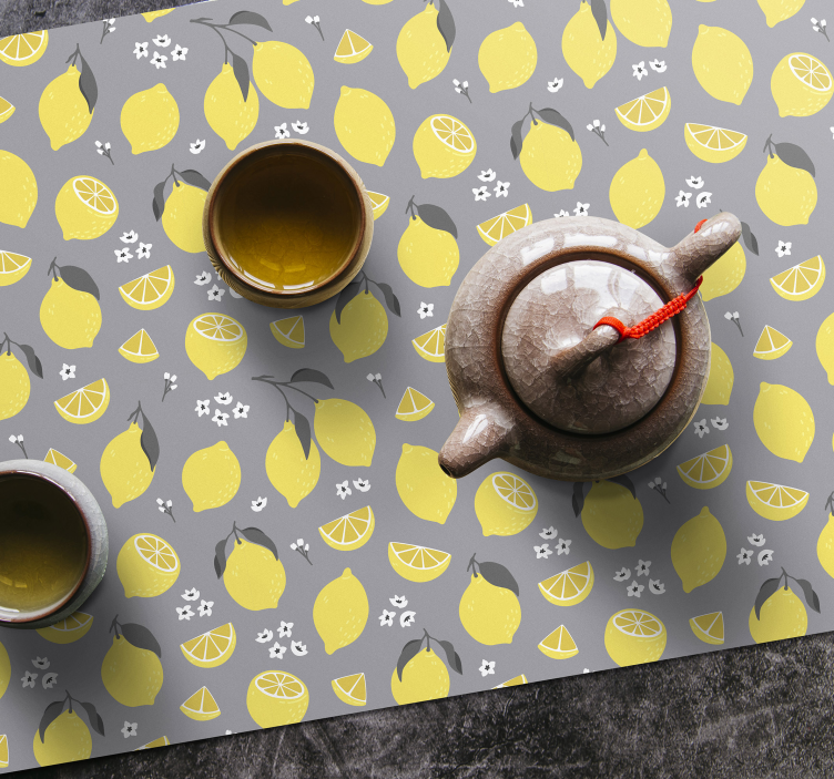 Grey and Yellow Lemon citrus placemats - TenStickers