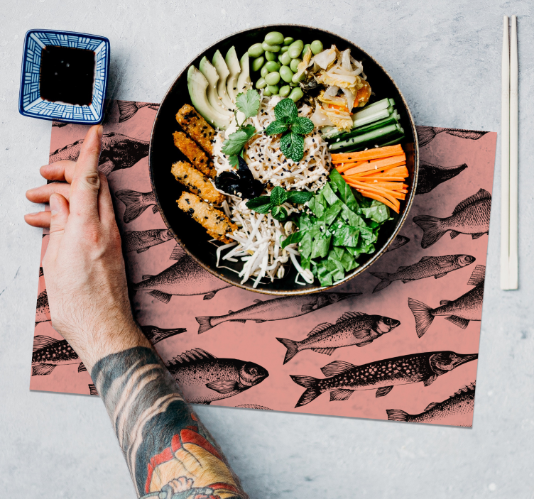 Hand drawn fish vinyl placemats - TenStickers