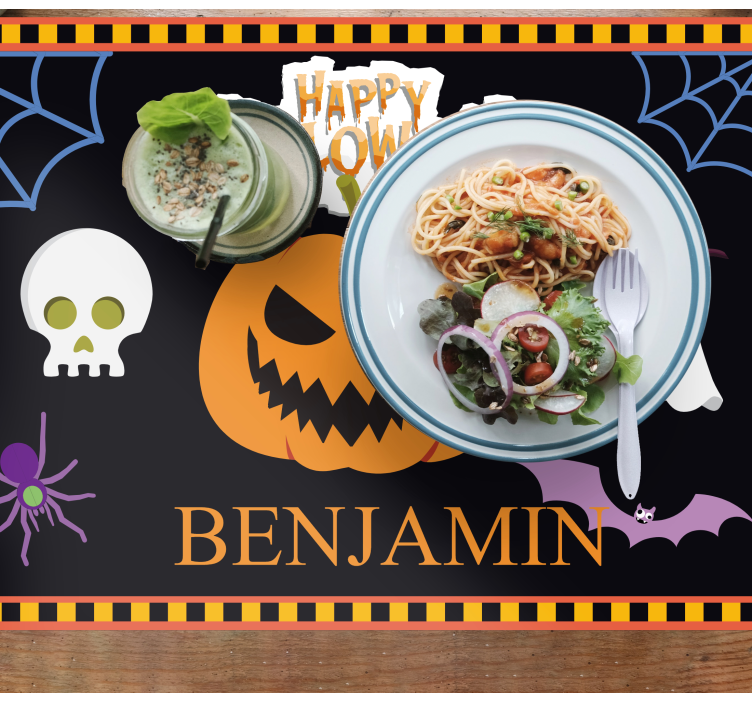 Pumpkin with spooky features halloween kids placemat - TenStickers