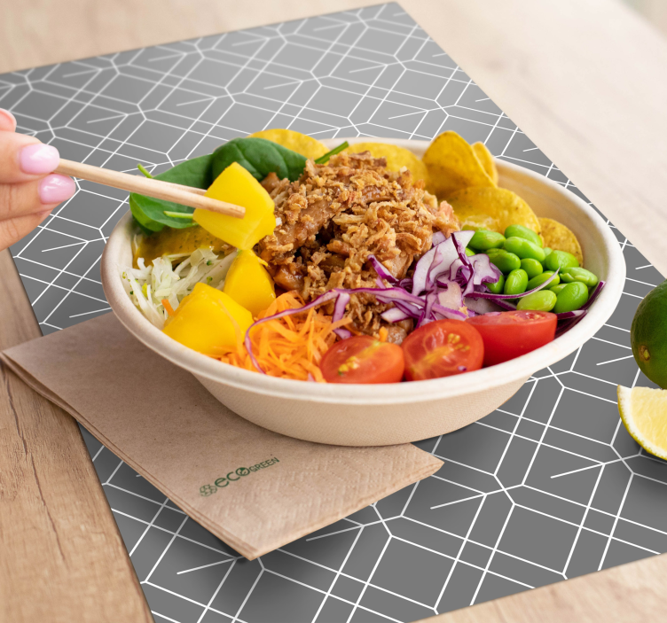 Lattice pattern grey modern placemats - TenStickers