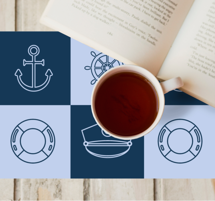 Marine symbols tiles restaurant placemats - TenStickers