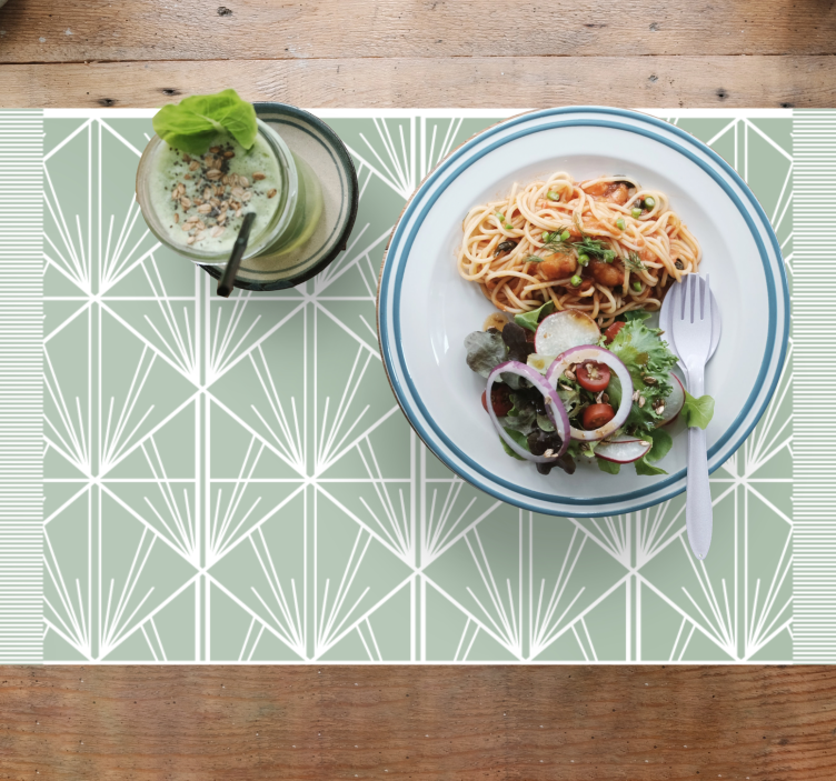 Modern art green white deco pattern placemats - TenStickers