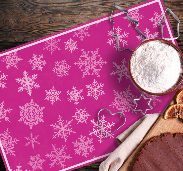 Pink snowflakes pattern Christmas placemats - TenStickers