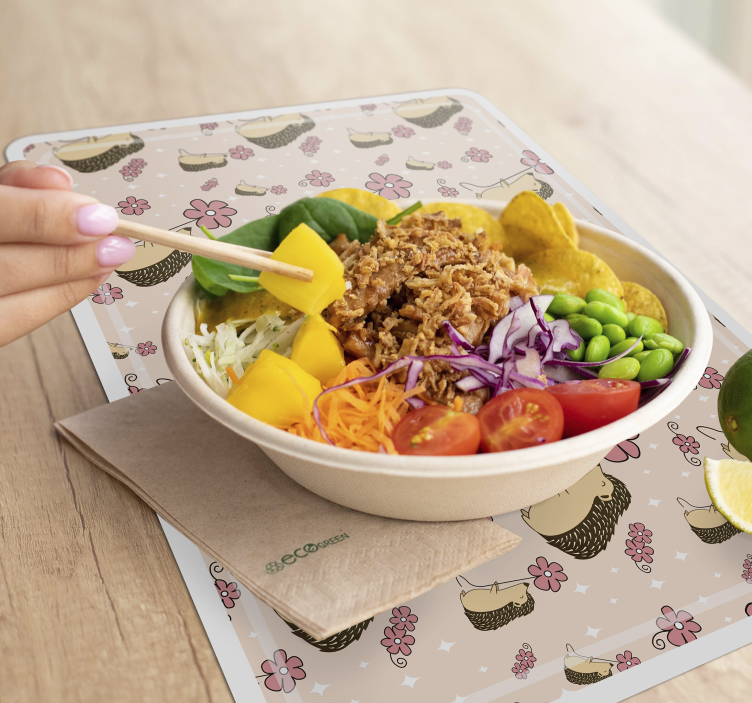 Porcupine and daisy hedgehog placemats - TenStickers