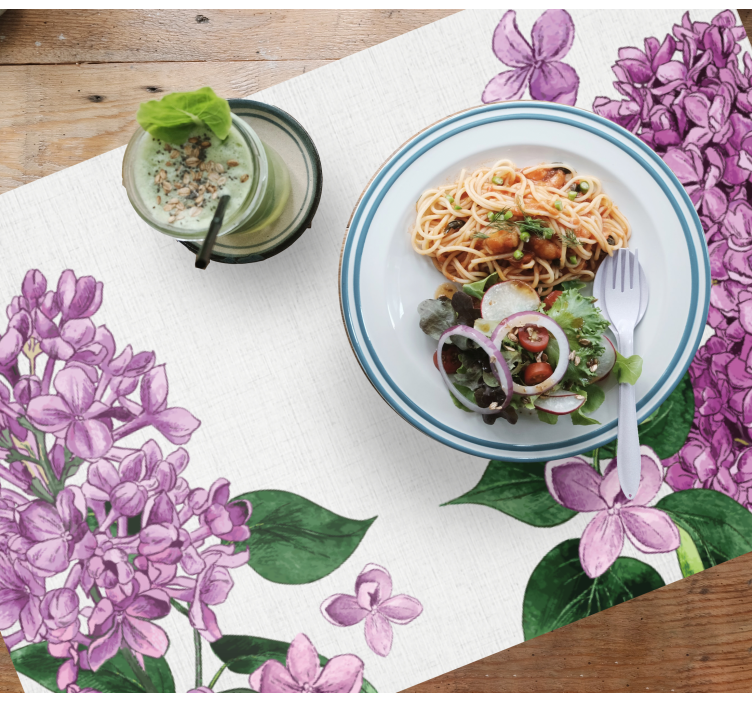 Purple and green flowers original placemats - TenStickers