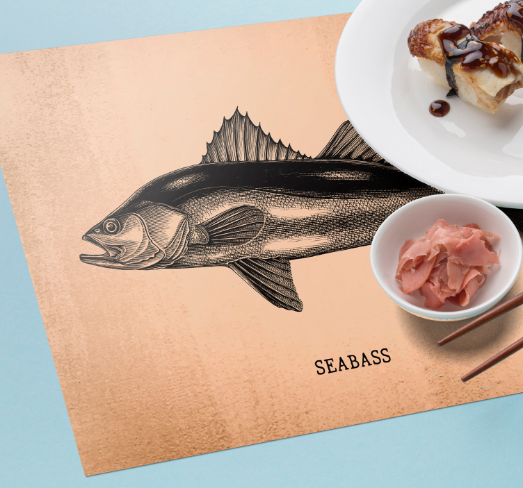 Realistic Seabass fish placemats - TenStickers