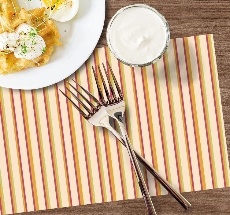 Retro pastel striped pattern modern placemats - TenStickers