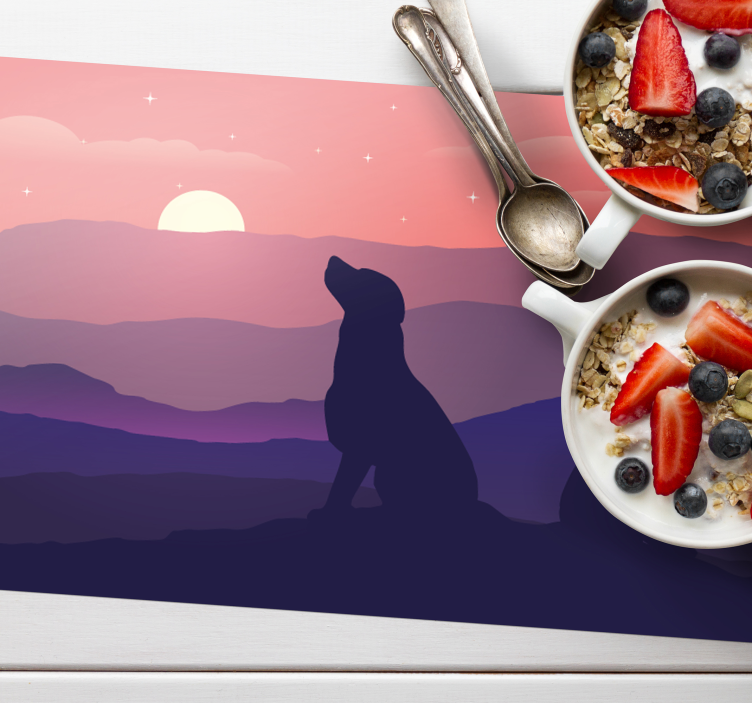 sunset and dog Vinyl placemats - TenStickers