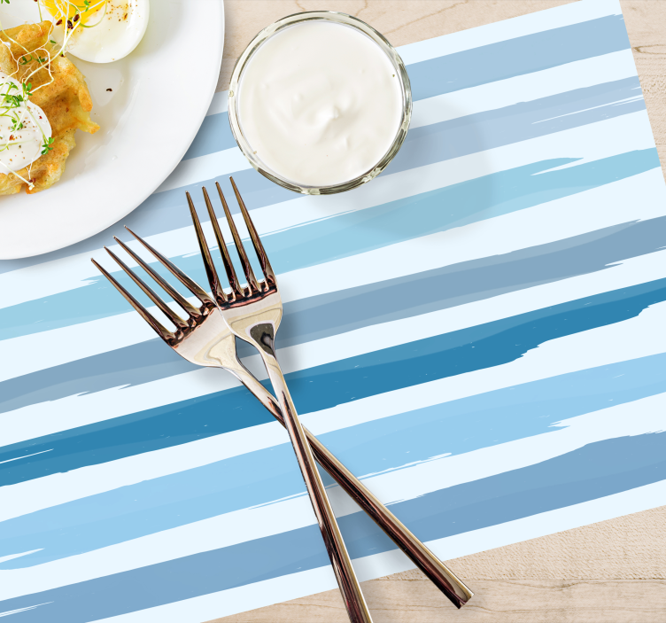 Watercolor blue stripes vinyl placemats- - TenStickers