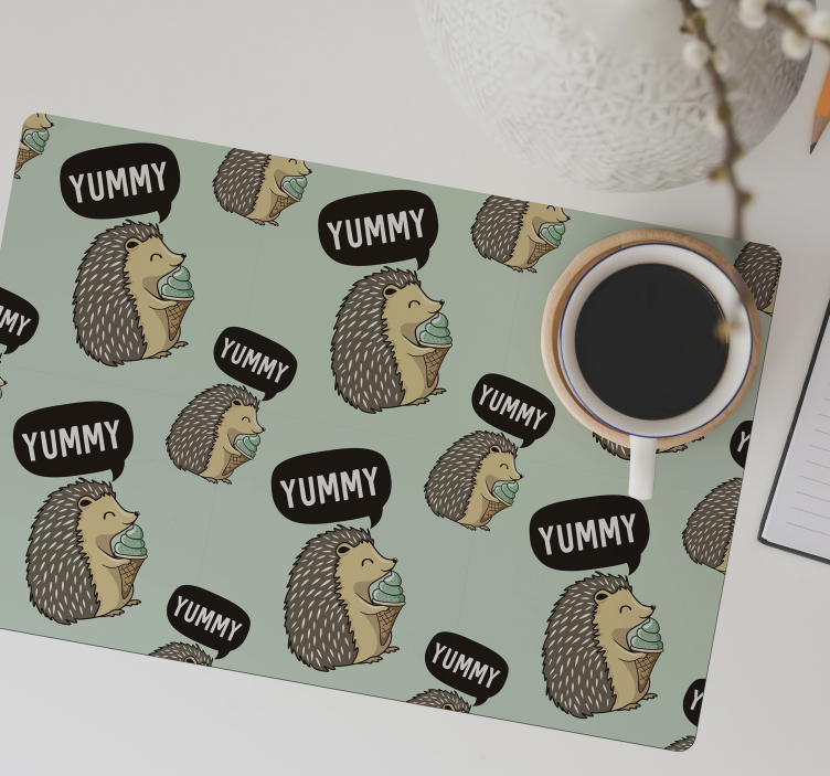 Yummy porcupine hedgehog placemats - TenStickers