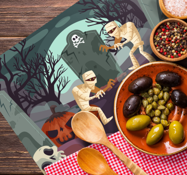 Scary Mummies Halloween table mats - TenStickers