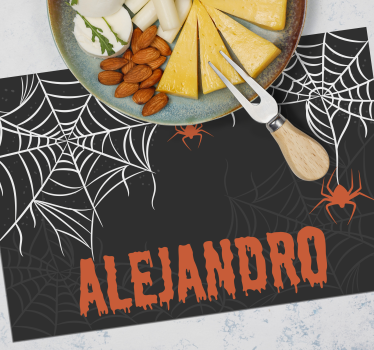 Spiderwebs with name Halloween table mats - TenStickers