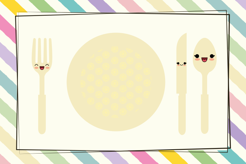 Colorful plate and cutlery children placemats - TenStickers