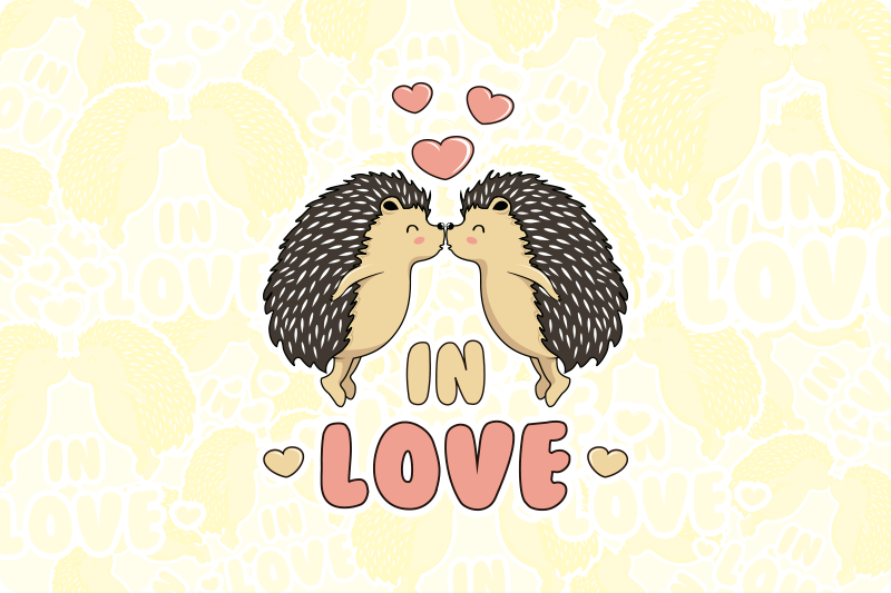 Porcupine in love hedgehog placemats - TenStickers