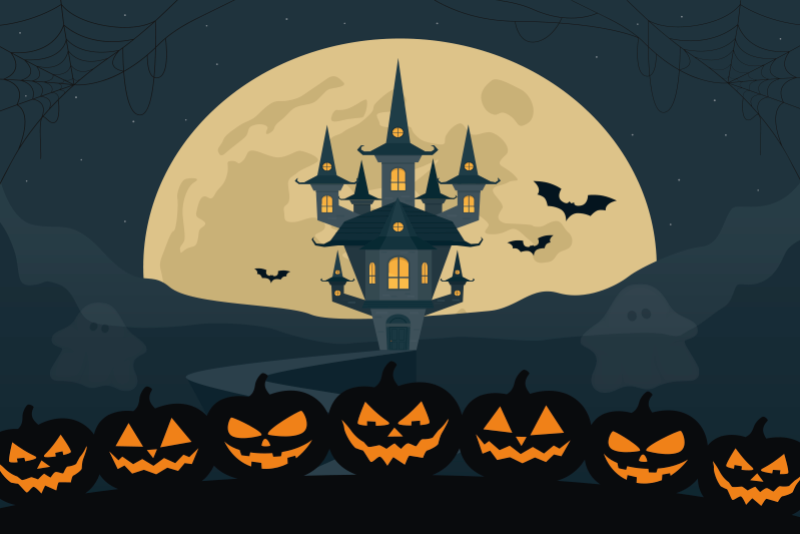 Halloween placemat haunted castle design - TenStickers
