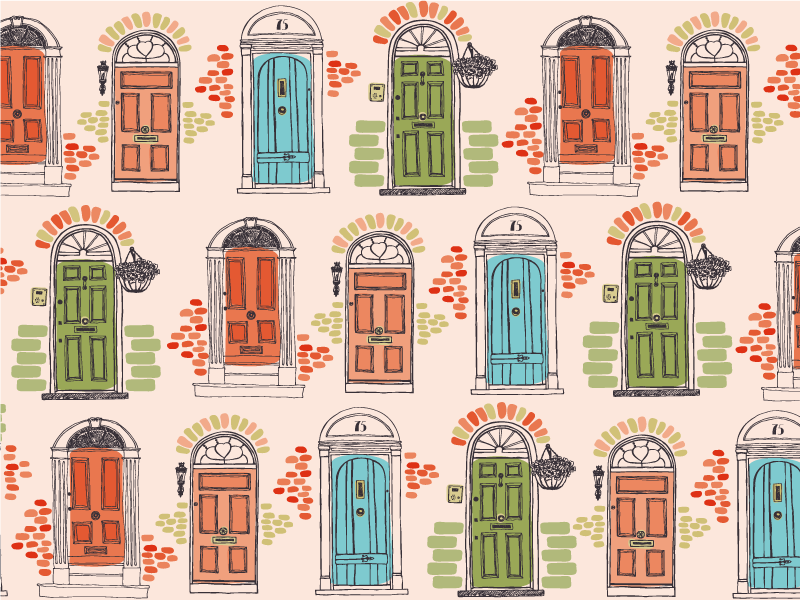 Original placemat colorful door designs - TenStickers