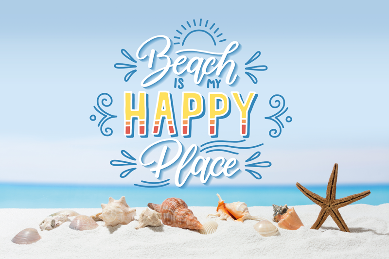 Placemat with quote beach happy place - TenStickers