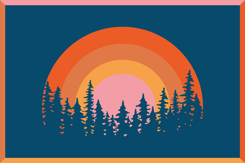 Original placemat vibrant rainbow landscape - TenStickers