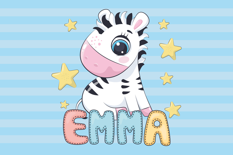 Cute Zebra with name Personalised placemats - TenStickers