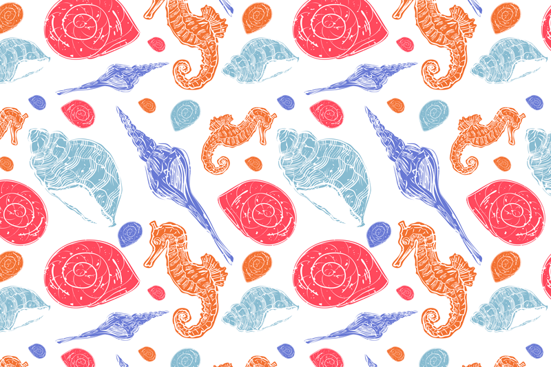 Original placemat seashells and seahorses - TenStickers