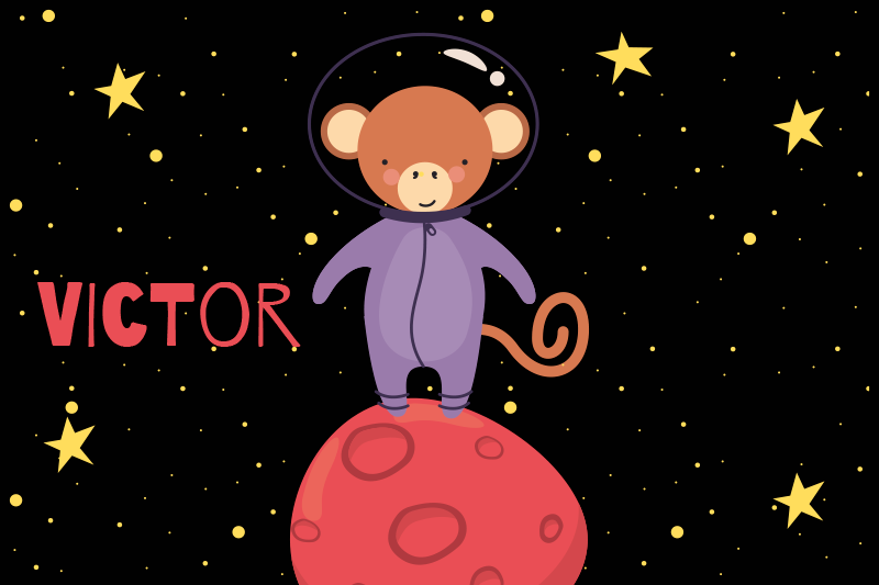Children placemat monkey astronaut adventure - TenStickers