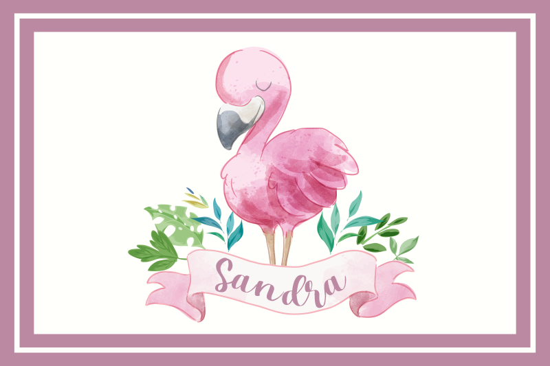 Personalizable placemat flamingo with ribbon - TenStickers