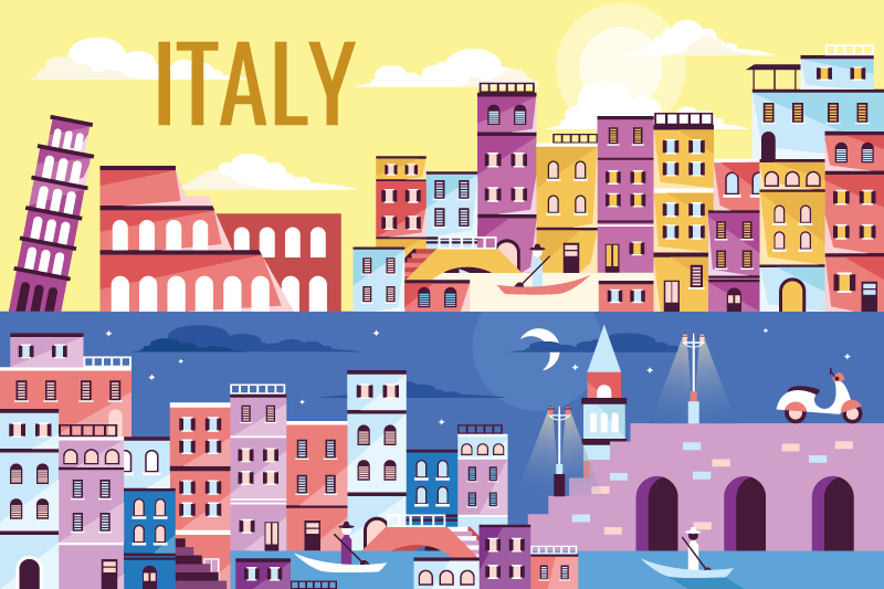 Personalizable placemat vibrant italy cityscape - TenStickers