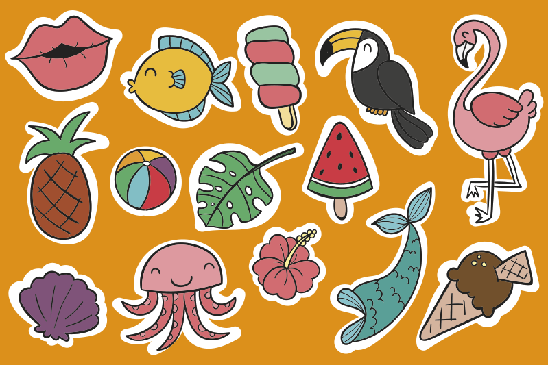 Children placemat with colorful tropical designs - TenStickers