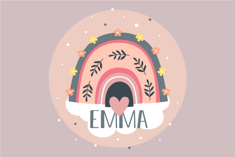 Children placemat rainbow floral pattern - TenStickers