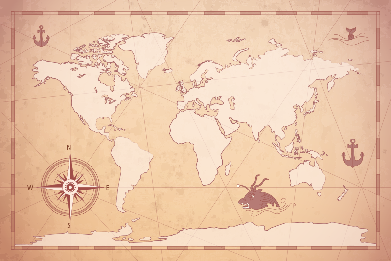 Vintage World Map Vinyl placemats - TenStickers