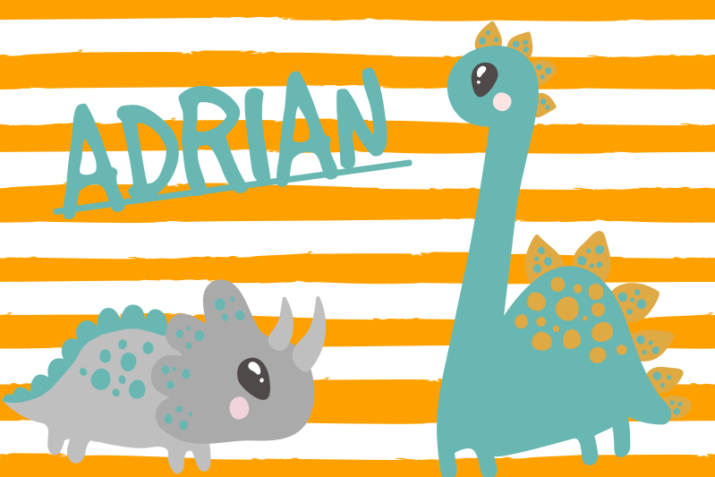 Dinosaur blue and orange Personalised placemats - TenStickers