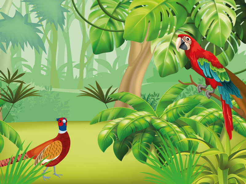 Parrot in the tropical jungle vinyl placemats - TenStickers