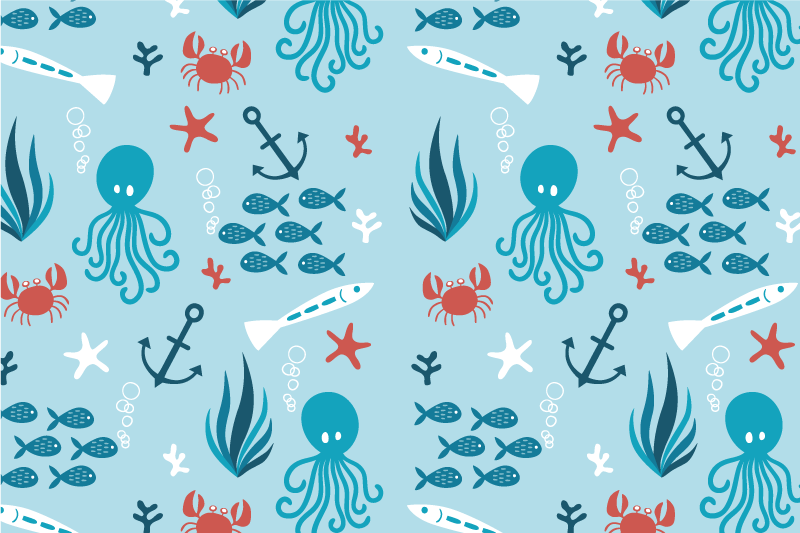 Colorful sea creatures children placemat - TenStickers
