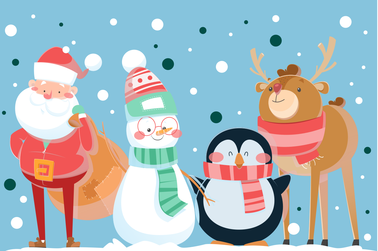 Christmas placemat featuring festive santa characters - TenStickers