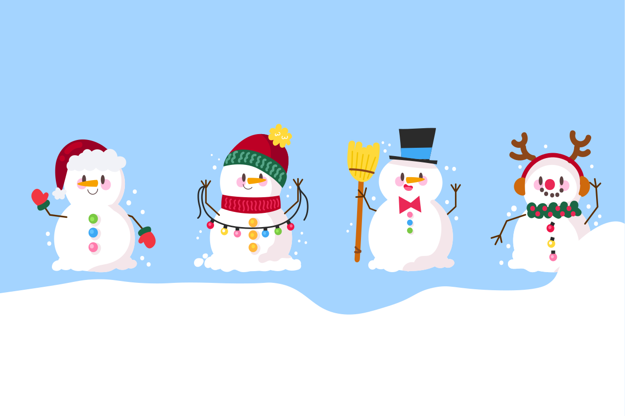 4 Cute snowmen Christmas placemats - TenStickers