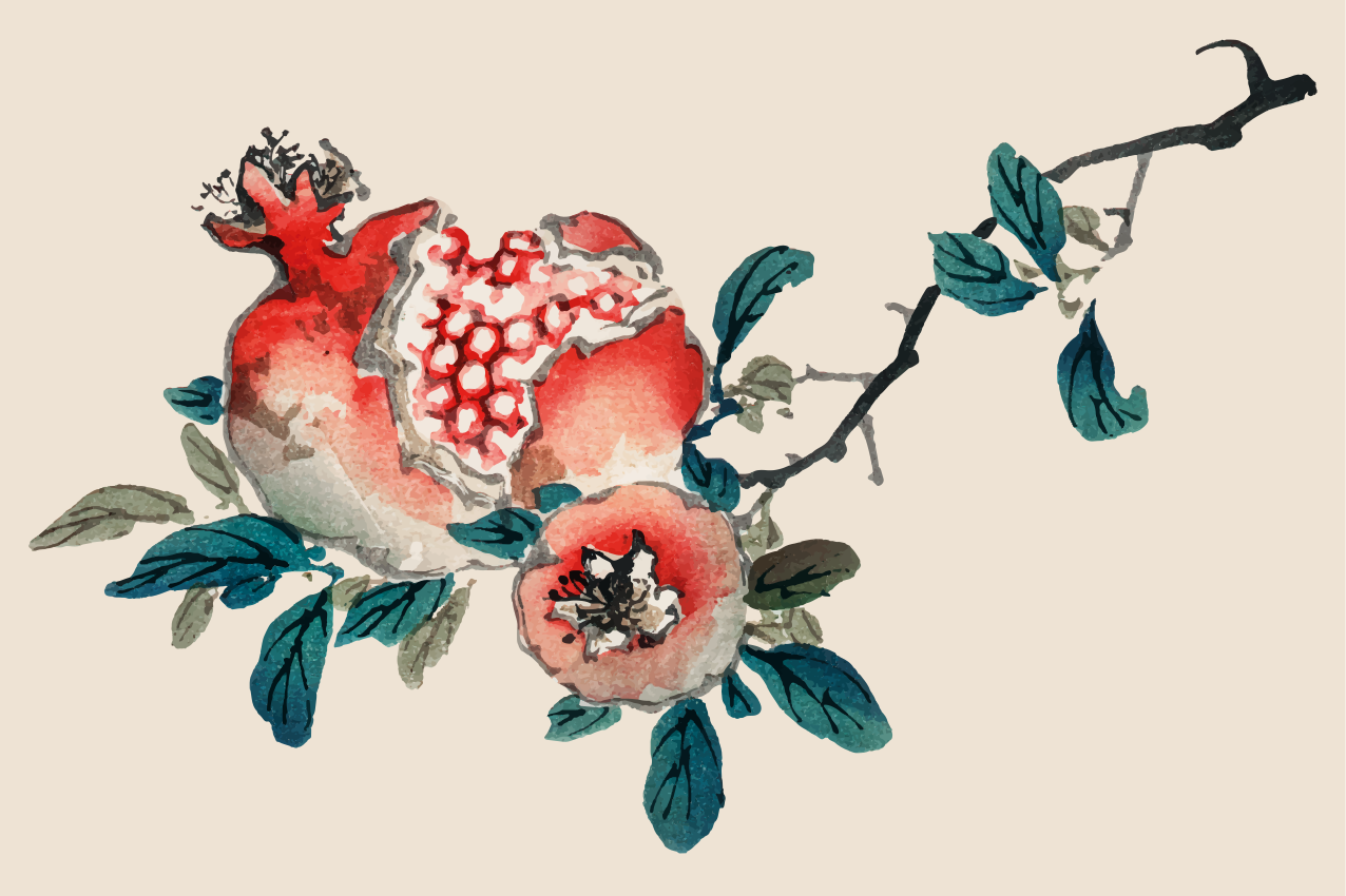 Original placemat pomegranate floral design - TenStickers