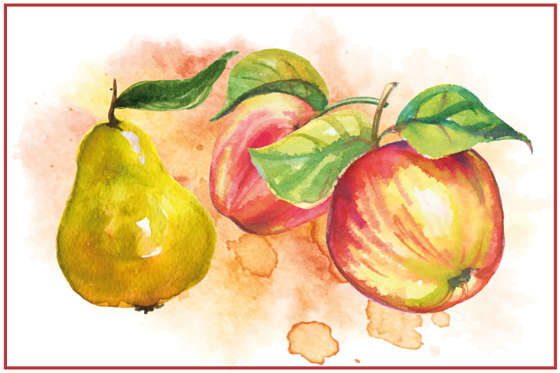 Original placemat fruits watercolor art - TenStickers
