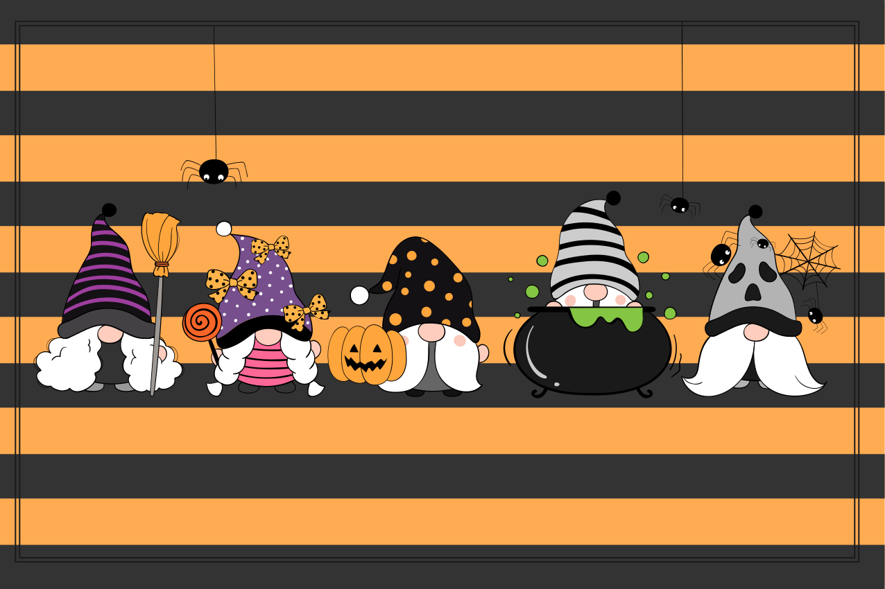 Halloween placemat gnome halloween hats - TenStickers
